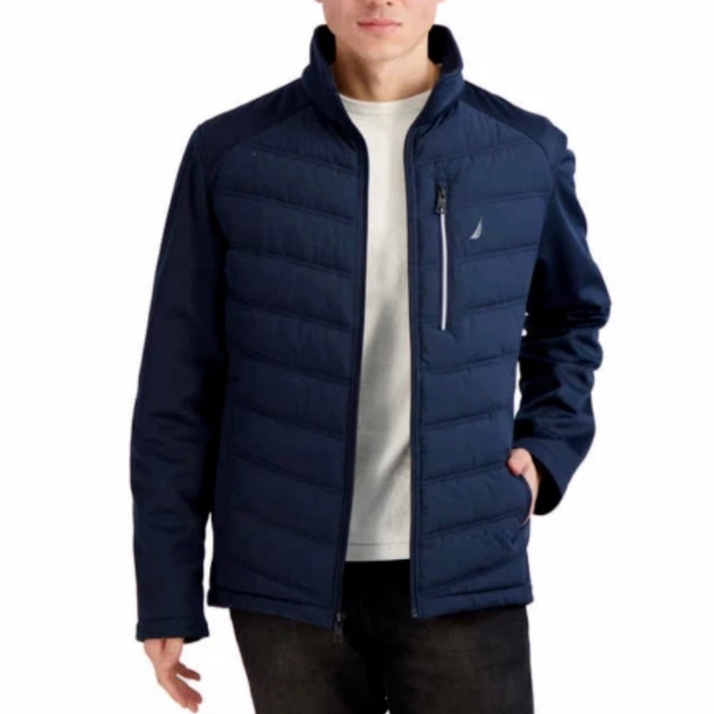 Nautica Navy Quilted Jacket with Logo